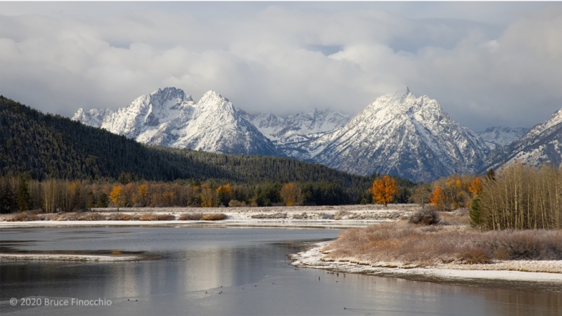 Early Winter Storm Clears The Teton Peaks From OxBow Bend Turnout On The Snake River